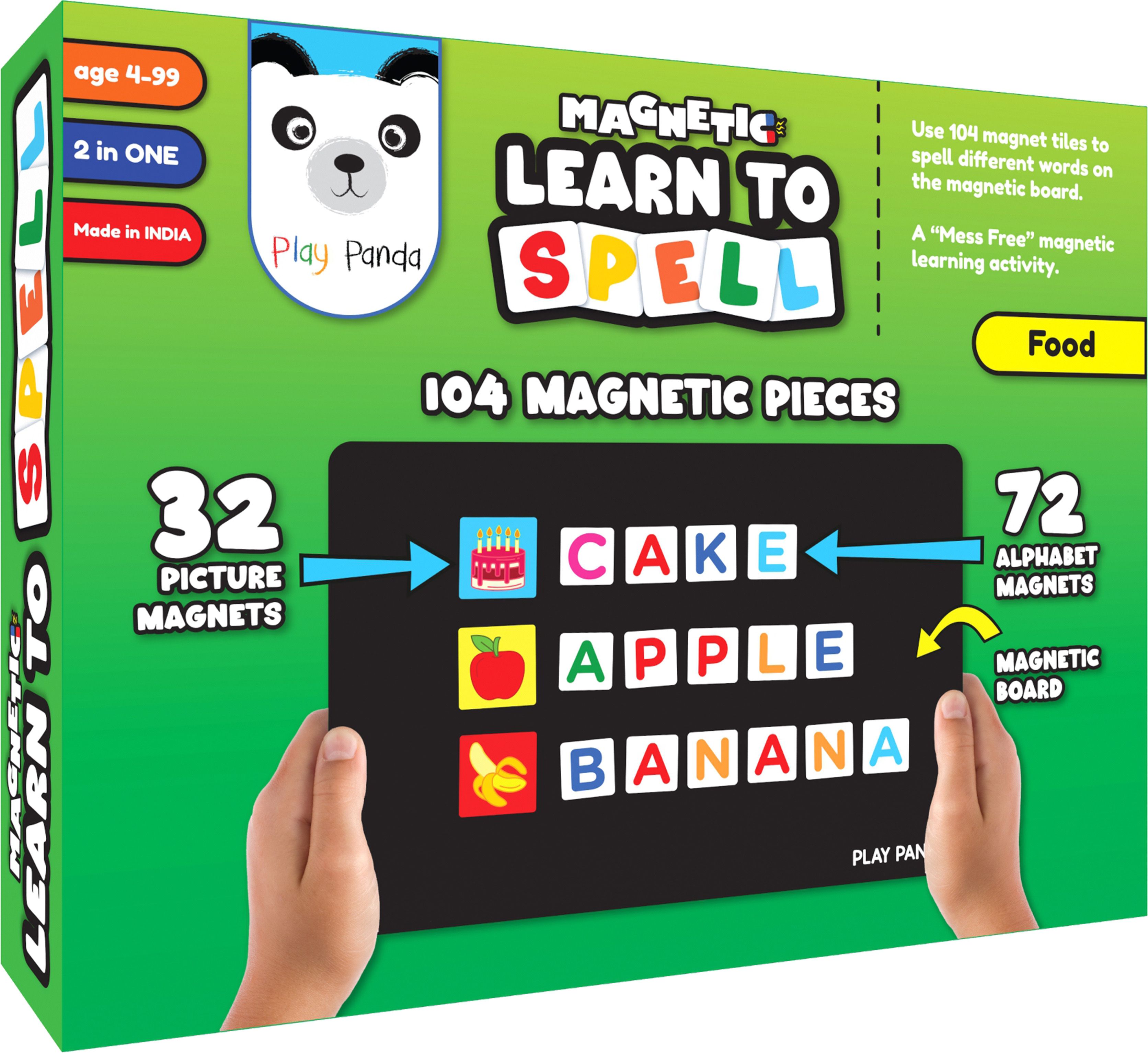 play panda Magnetic Learn to Spell Food with 104 Magnetic Tiles-picture-21