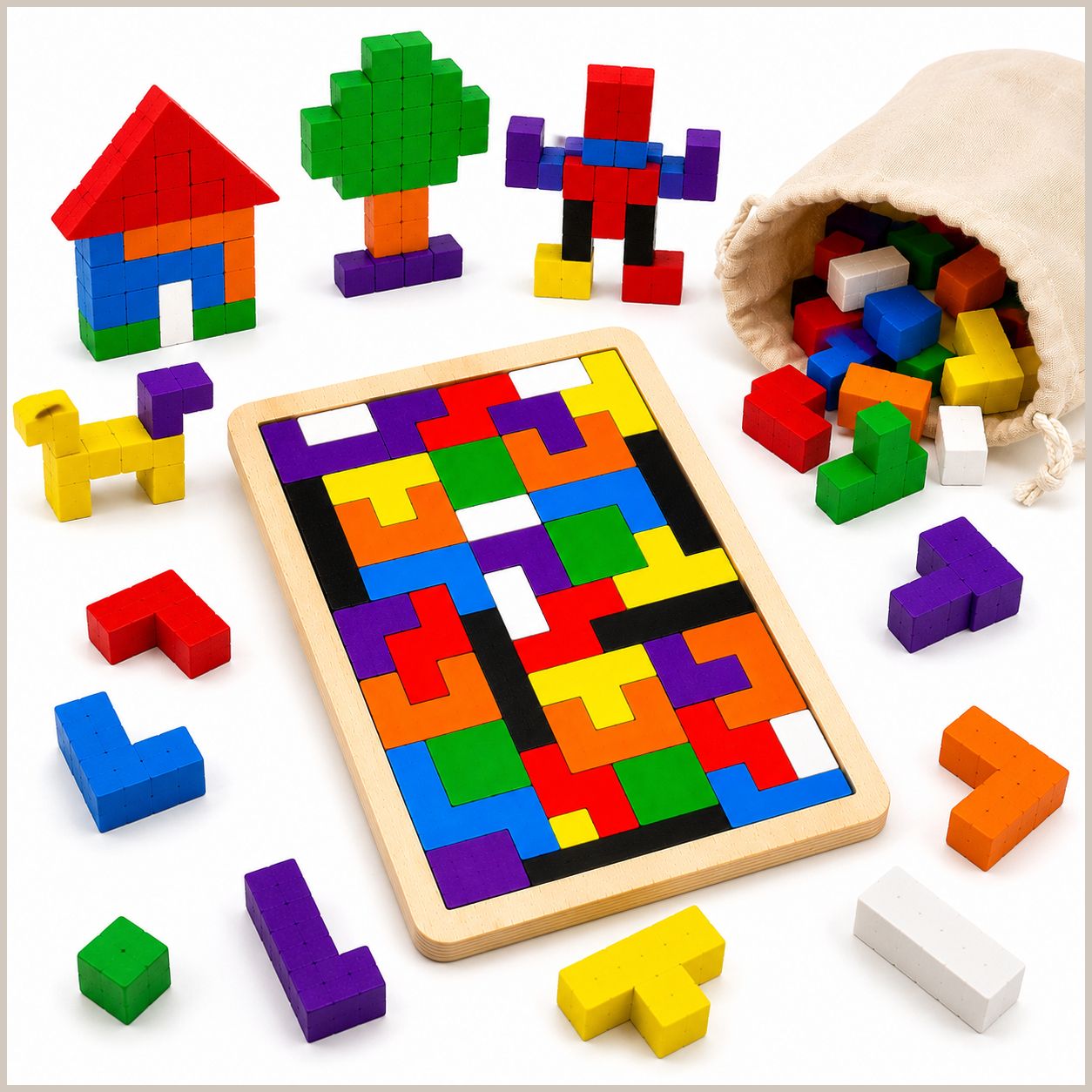 Creative Wooden Tetris Board Game for Kids Educational Toy Birthday Return Gift-image-34
