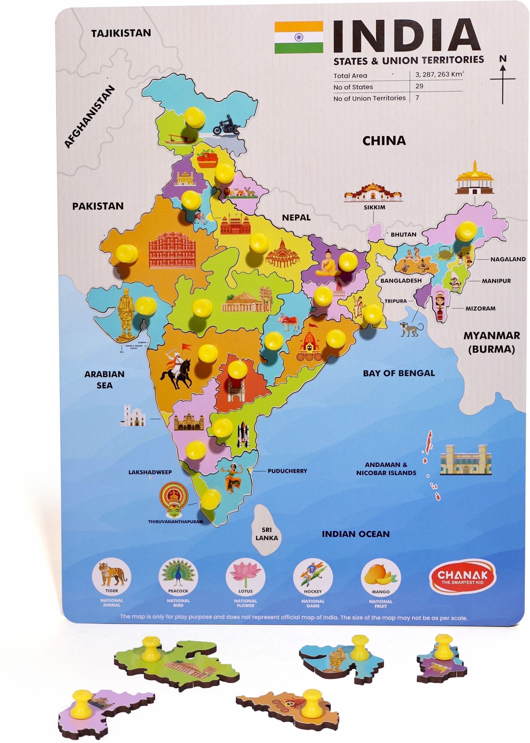 Wooden India Map Puzzle With Picture & States Name-image-14