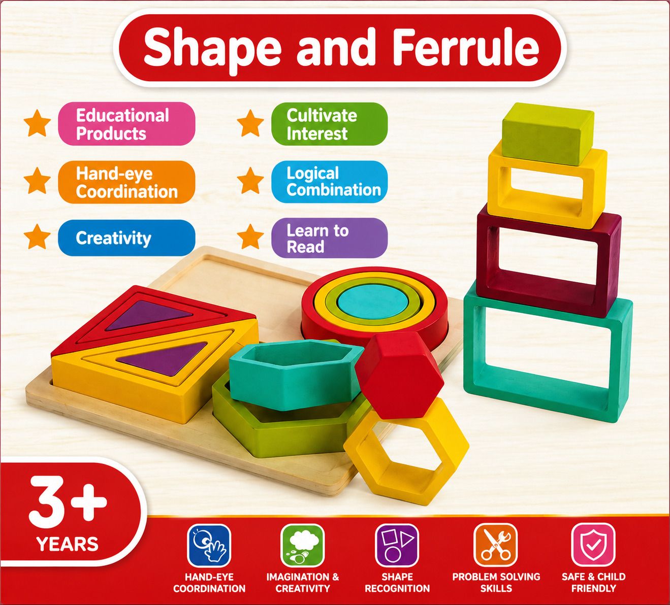 Wooden Shape Sorting Puzzle Board for Kids-image-46