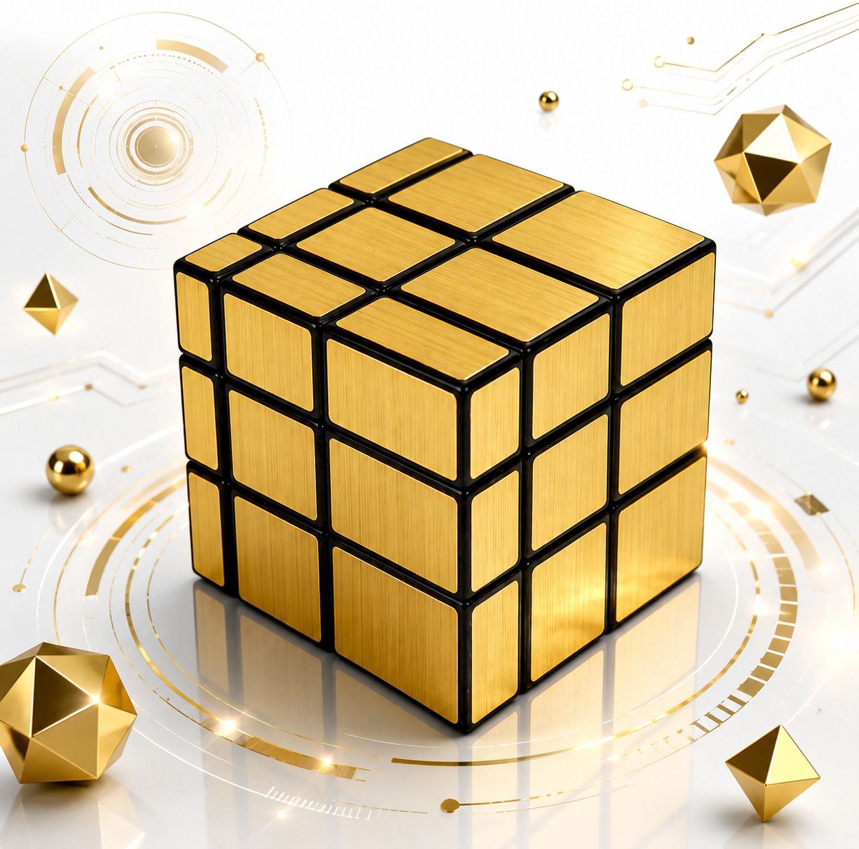 Gold Mirror Cube 3x3 Speed Puzzle Magic Cube Brain Teaser Educational Toy Kids-image-1