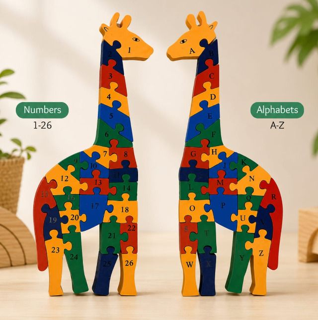 kydonest Wooden Giraffe Alphabet & Number Puzzle for Kid-picture-22