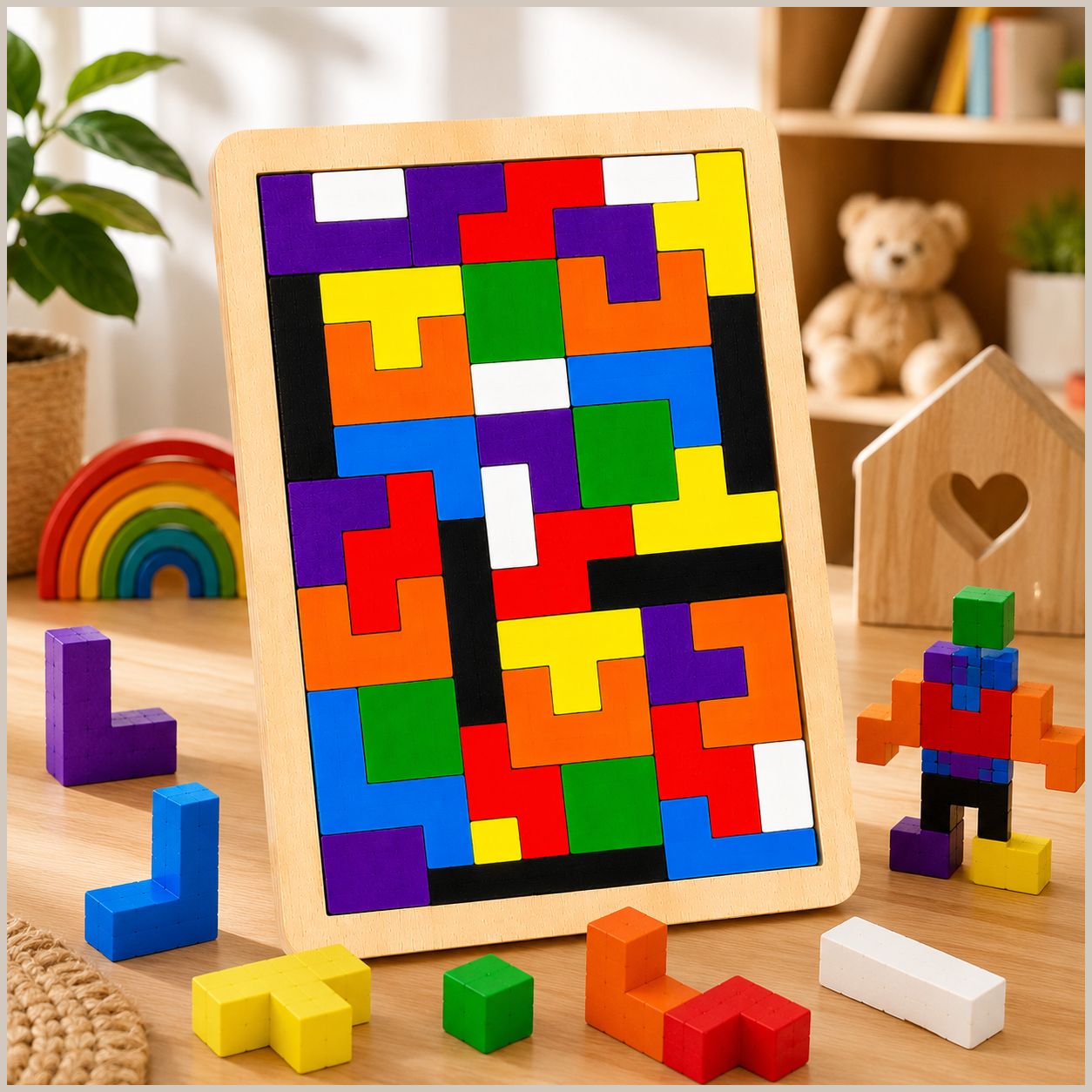 Premium Wooden Tangram Puzzle Board STEM Learning Toy for Kids Fun Learning Game-image-8