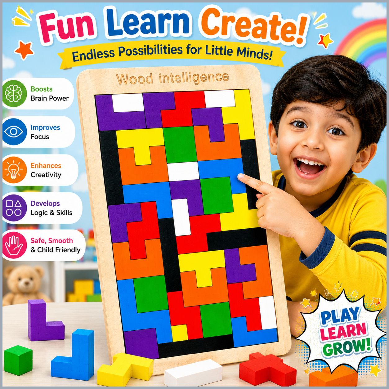 Montessori Wooden Brain Development Puzzle Learning Game for Preschool Kids-image-26