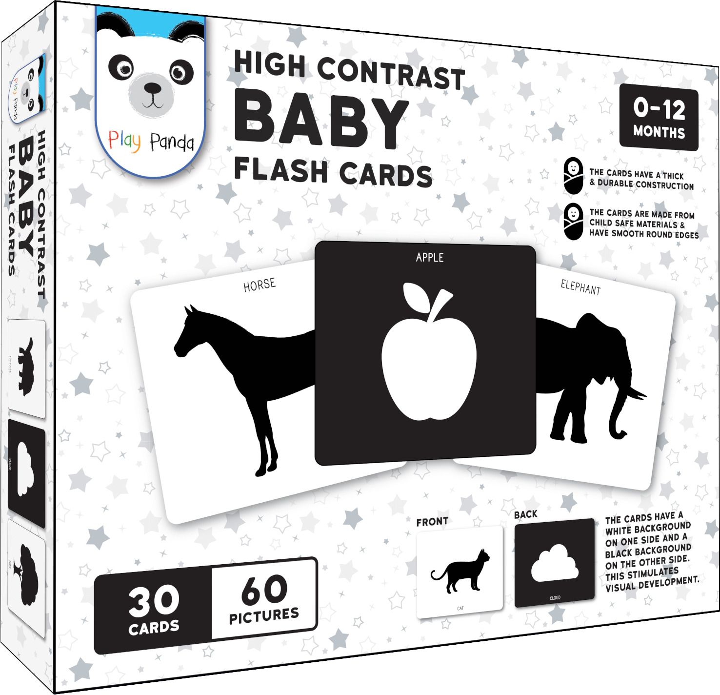 play panda High-Contrast Flash Cards Set for New Born Baby and Infants with 60 Pictures-picture-28