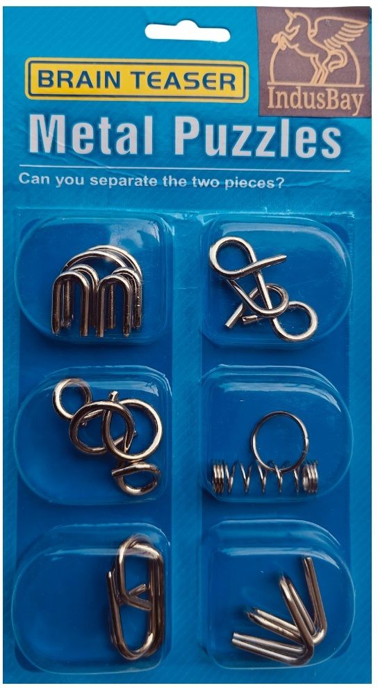 indusbay 6 Pcs Brain Teasers Disentanglement Unlock Interlock Metal Wire Puzzle Toys-picture-16