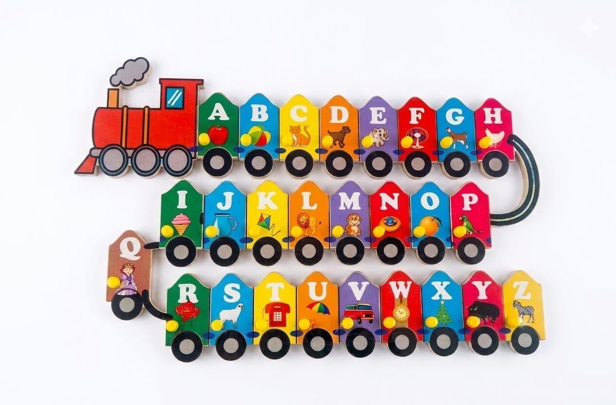 Wooden Alphabet Train Puzzle Toy | 27-Piece ABC Letter Learning Toy for Kids-image-41