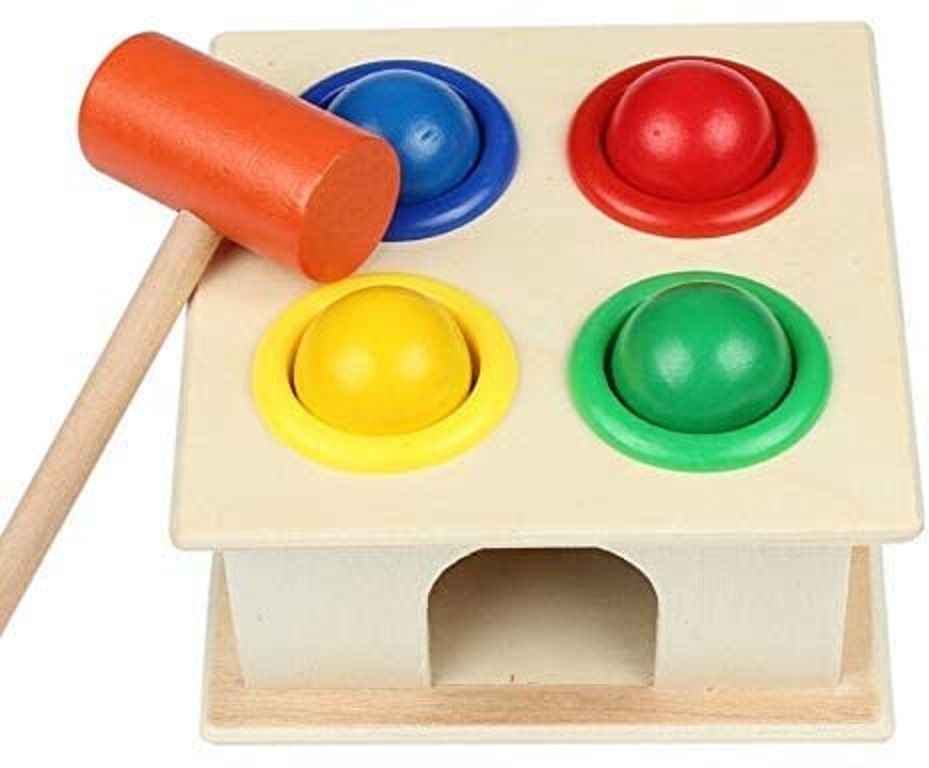 revcoz store Wooden Hammer Ball Knock Pounding Bench with Box Case Fine Motor-picture-10