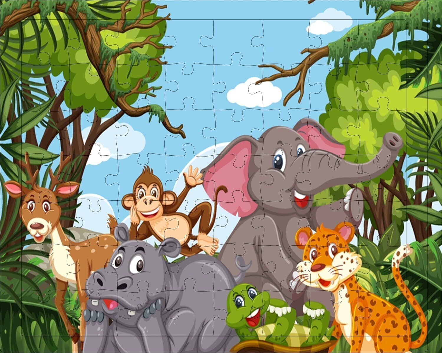 fiddlys Wooden Jigsaw Puzzles for Kids & Children Age 6+ Animal World (Jungle World)-picture-29