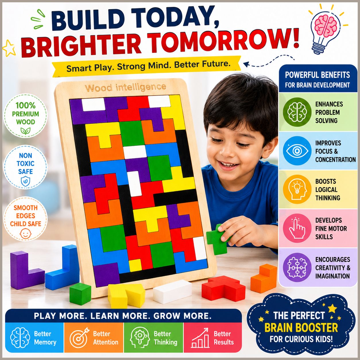 Wooden Educational Activity Puzzle Creative Brain Development Toy for Kids-image-27