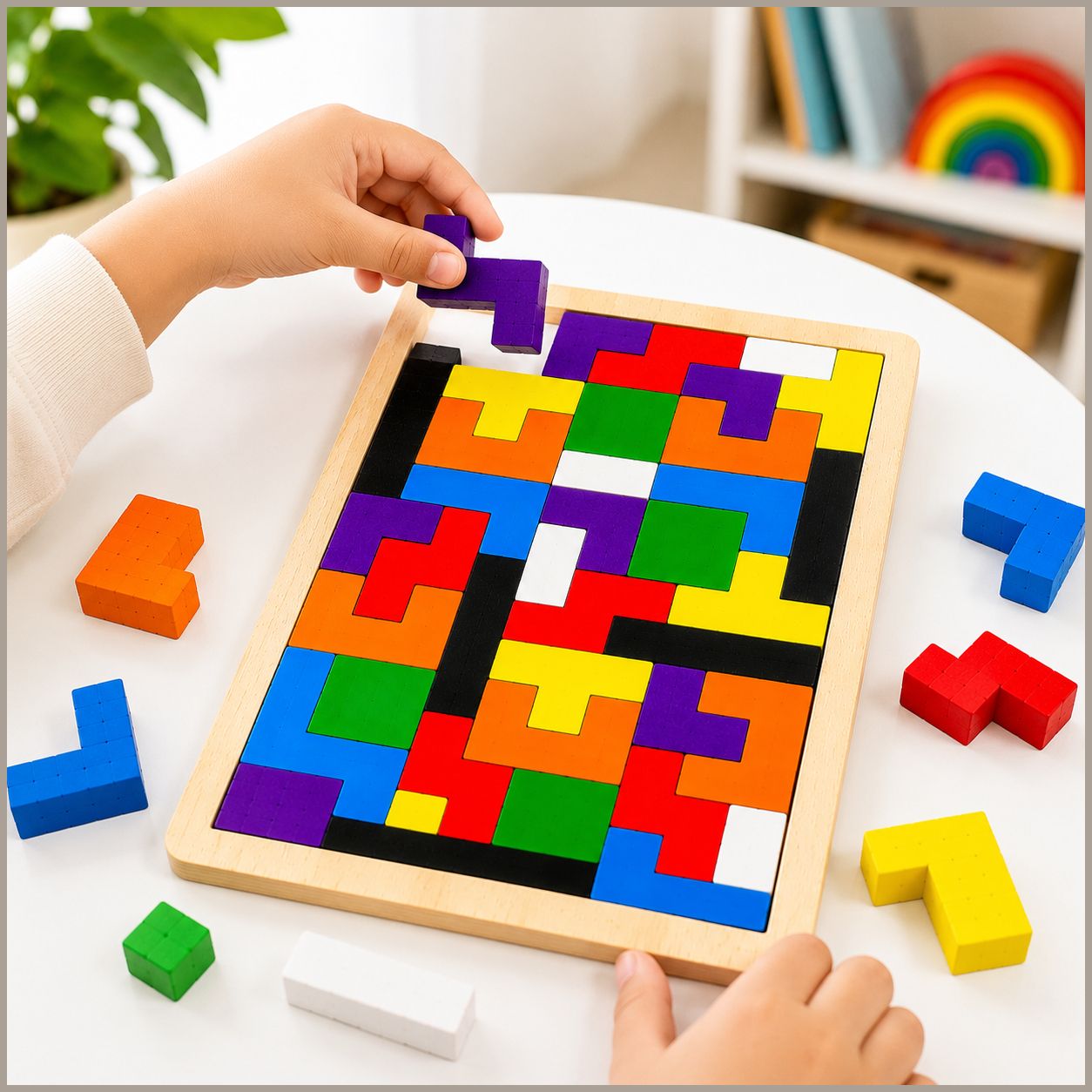 Wooden Tangram Tetris Puzzle STEM Learning Toy for Children Mind Teaser Activity-image-28