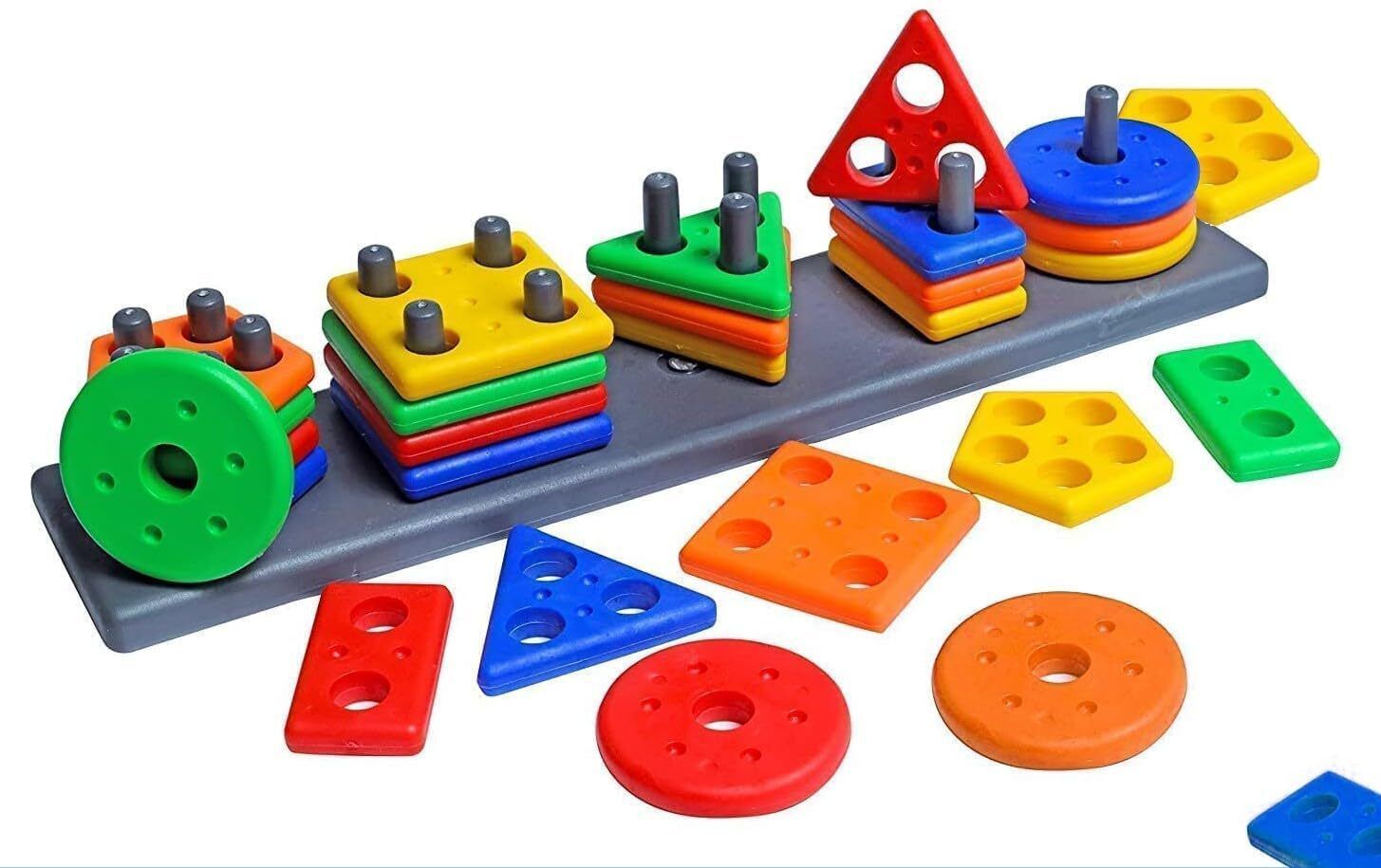 5 Column Geometric Shape Sorting & Stacking Toy-image-43