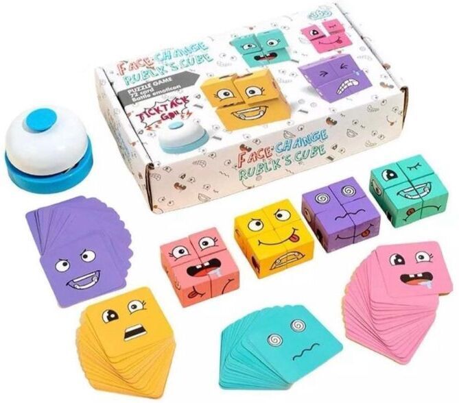 goyal's Cute Face Changing Cube with 16 Cube Parent-Child Board Games With Bell-picture-21