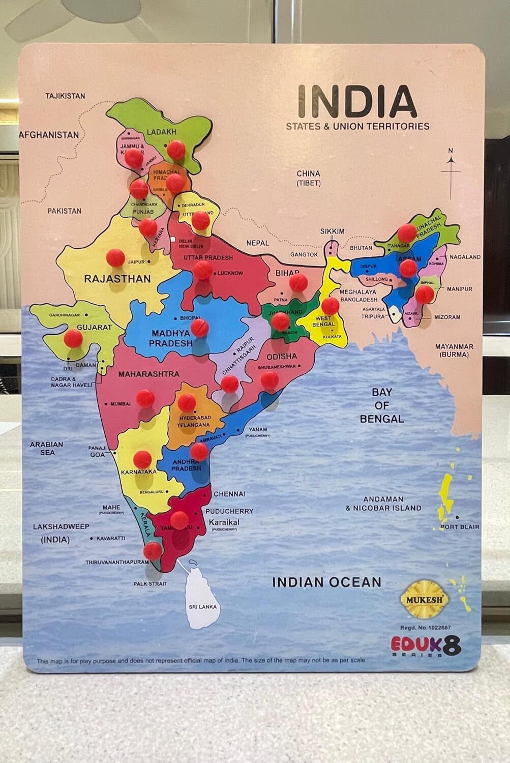 Kids Wooden India Map Puzzle with Knobs Educational Learning Toy-image-32