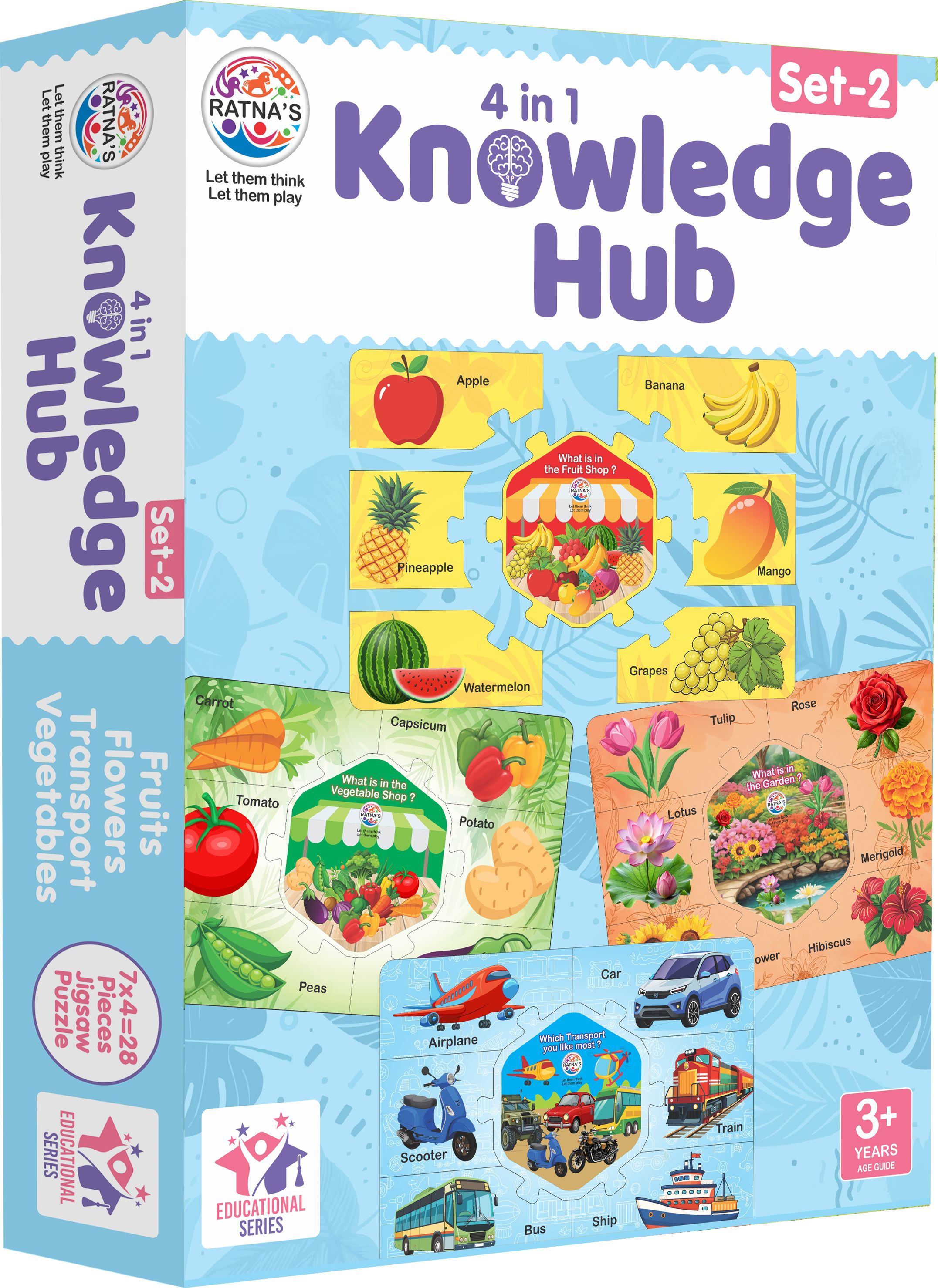 ratnas 4in1 Knowledge Hub Set 2 (7593) Fruit, Vegetables, Flower, Trasport Jigsaw-picture-48