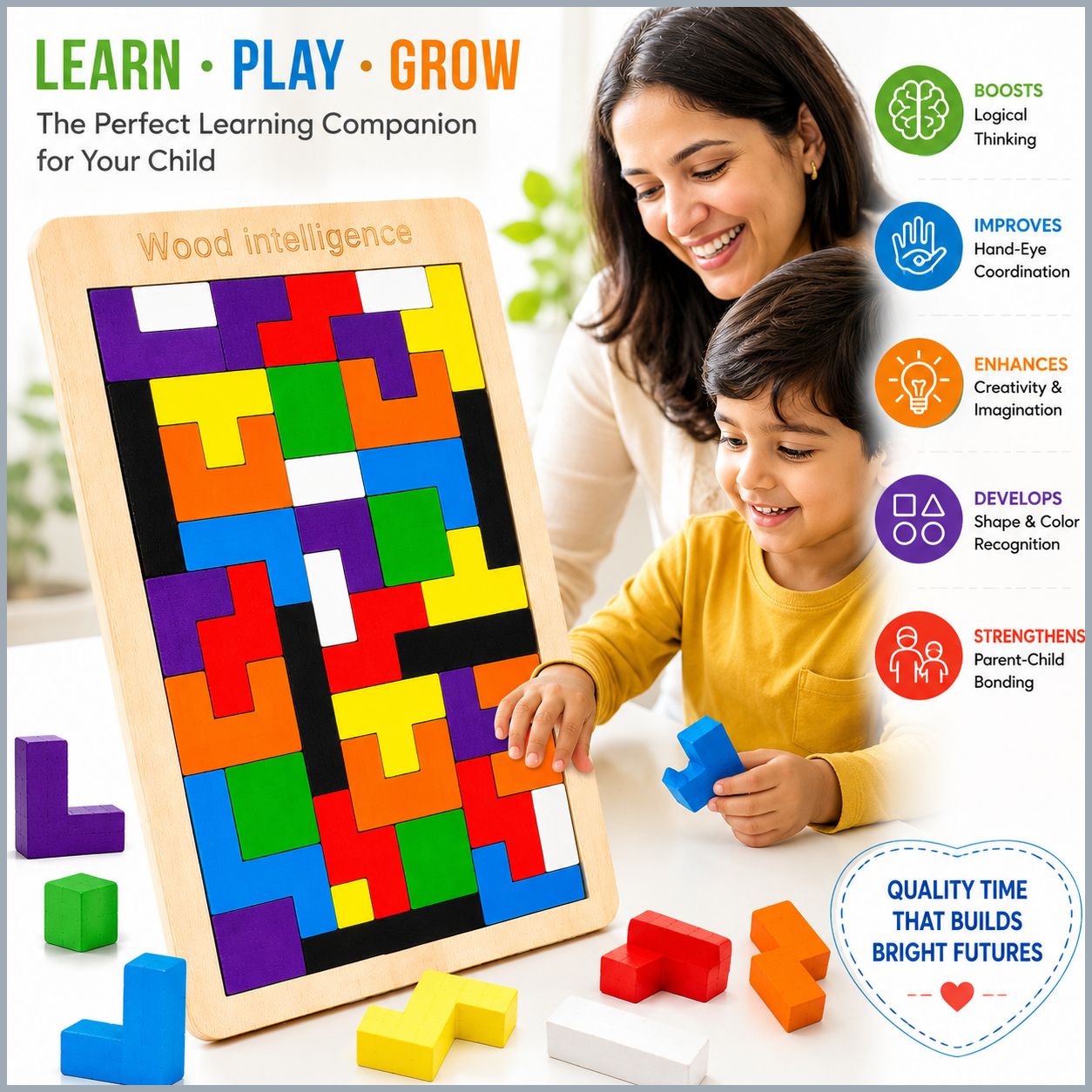 Wooden Educational Shape Matching Puzzle Board Creative Toy for Kids Age 3+-image-13