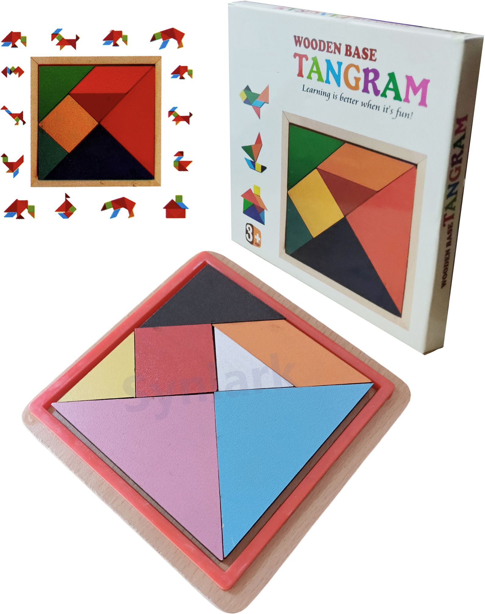 7 Piece Wooden Tangram Puzzle Board Game| Create 6500 Different shapes-image-47