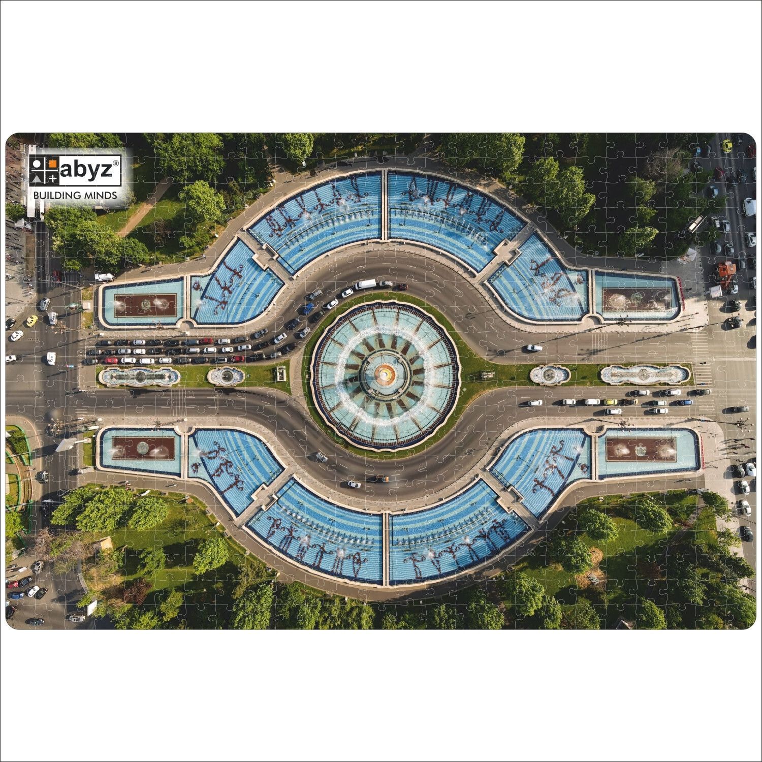 abyz Aerial drone view of downtown Bucharest, Romania Wooden Jigsaw Puzzle 500 Pieces-picture-20