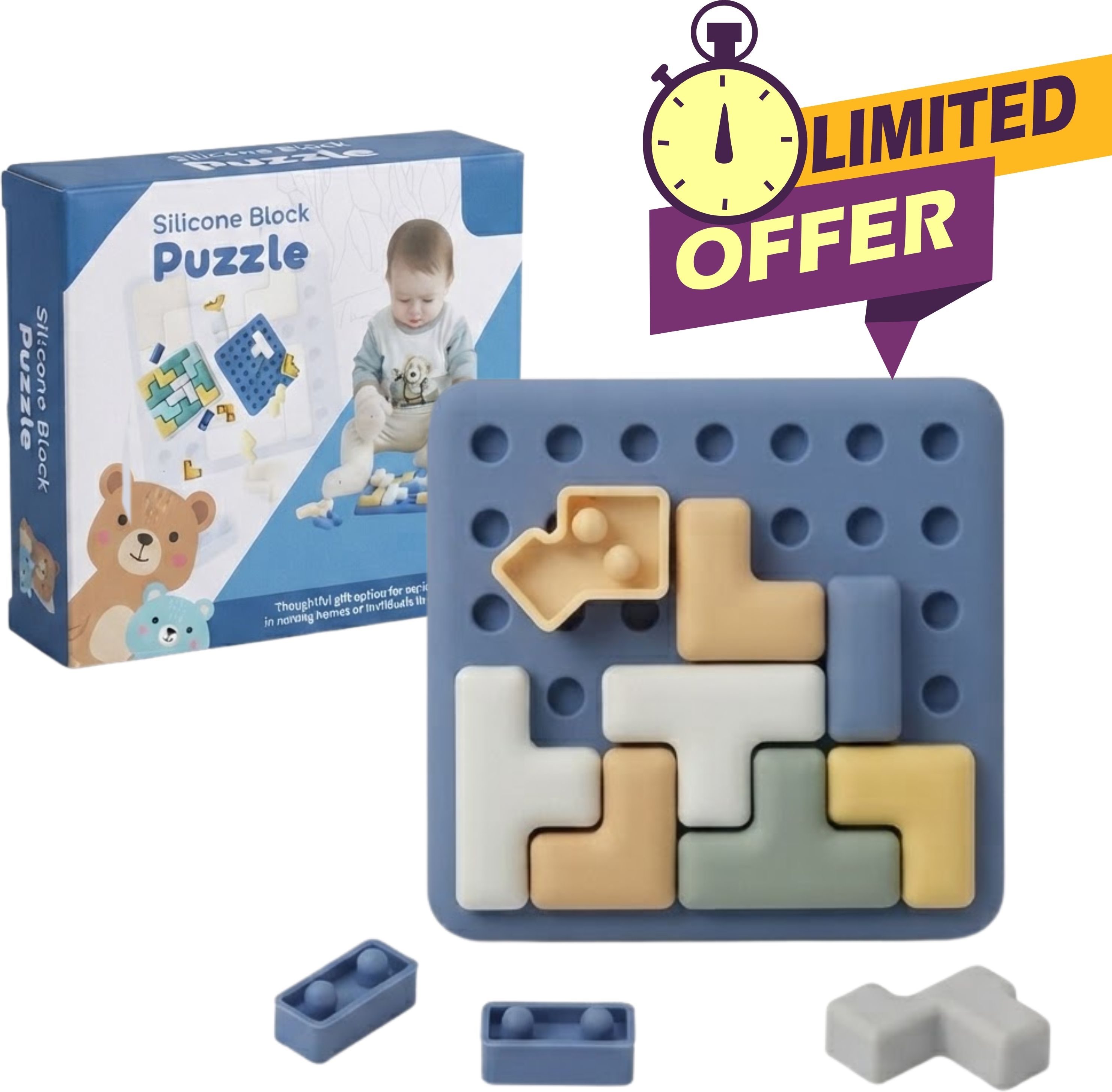 kikilala Silicone Block Puzzle Educational Brain Teaser Cognitive Learning Toy for Kids-picture-20