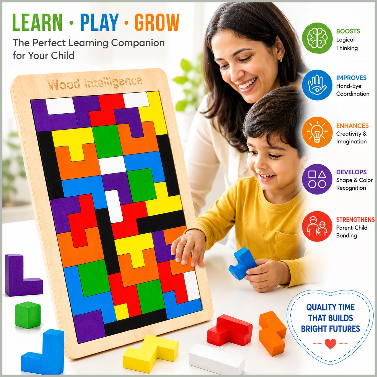 Wooden Intelligence Learning Puzzle Board Colorful Educational Toy for Kids-image-40