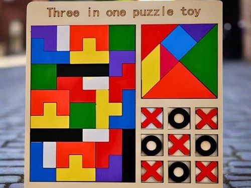 3-in-1 Wooden Puzzle 1 cm Dart Board-image-10
