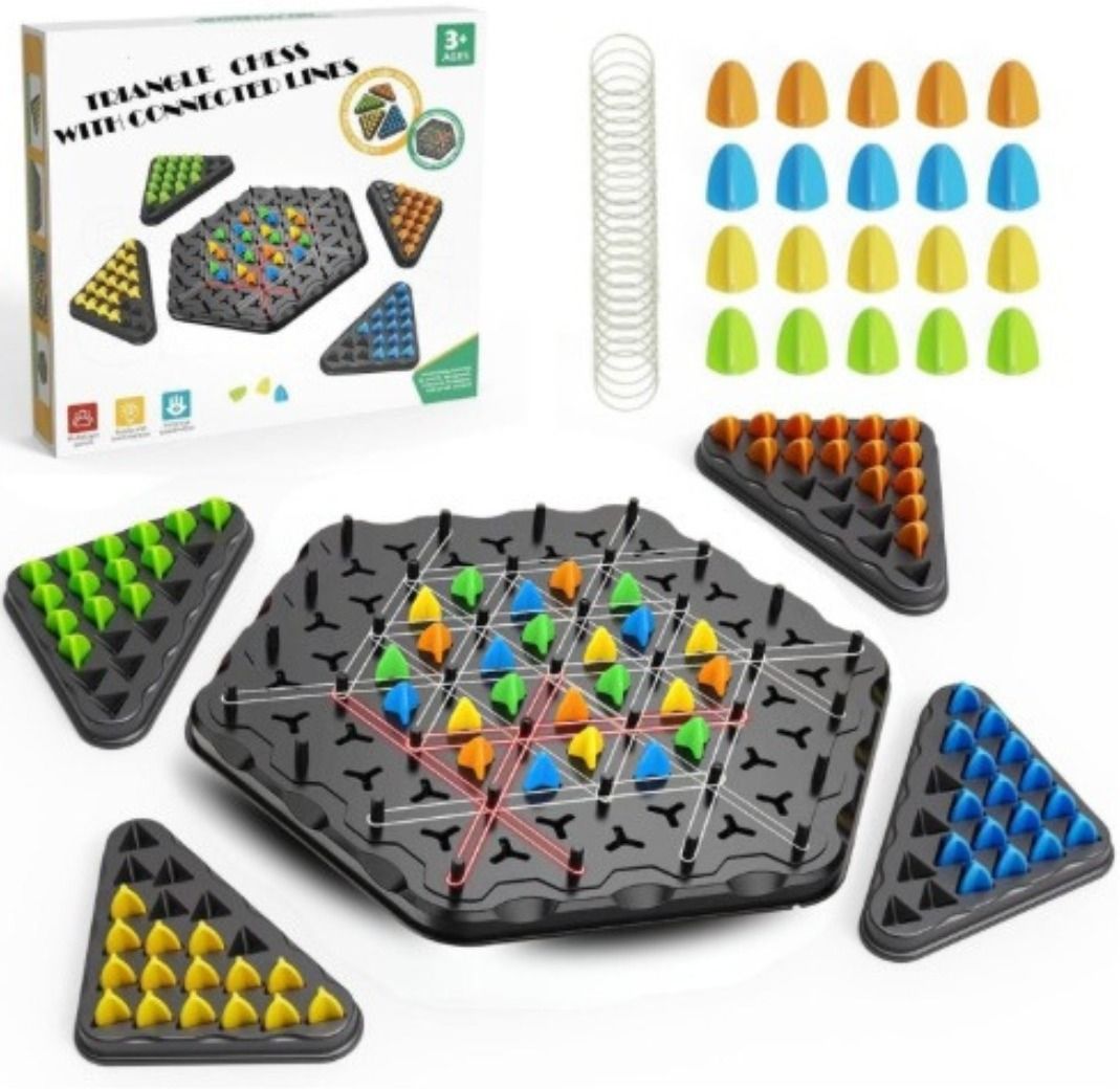 Chain Triangle Chess Board Game with Rubber Bands for Kids & Family 25 cm Chess Board-image-25