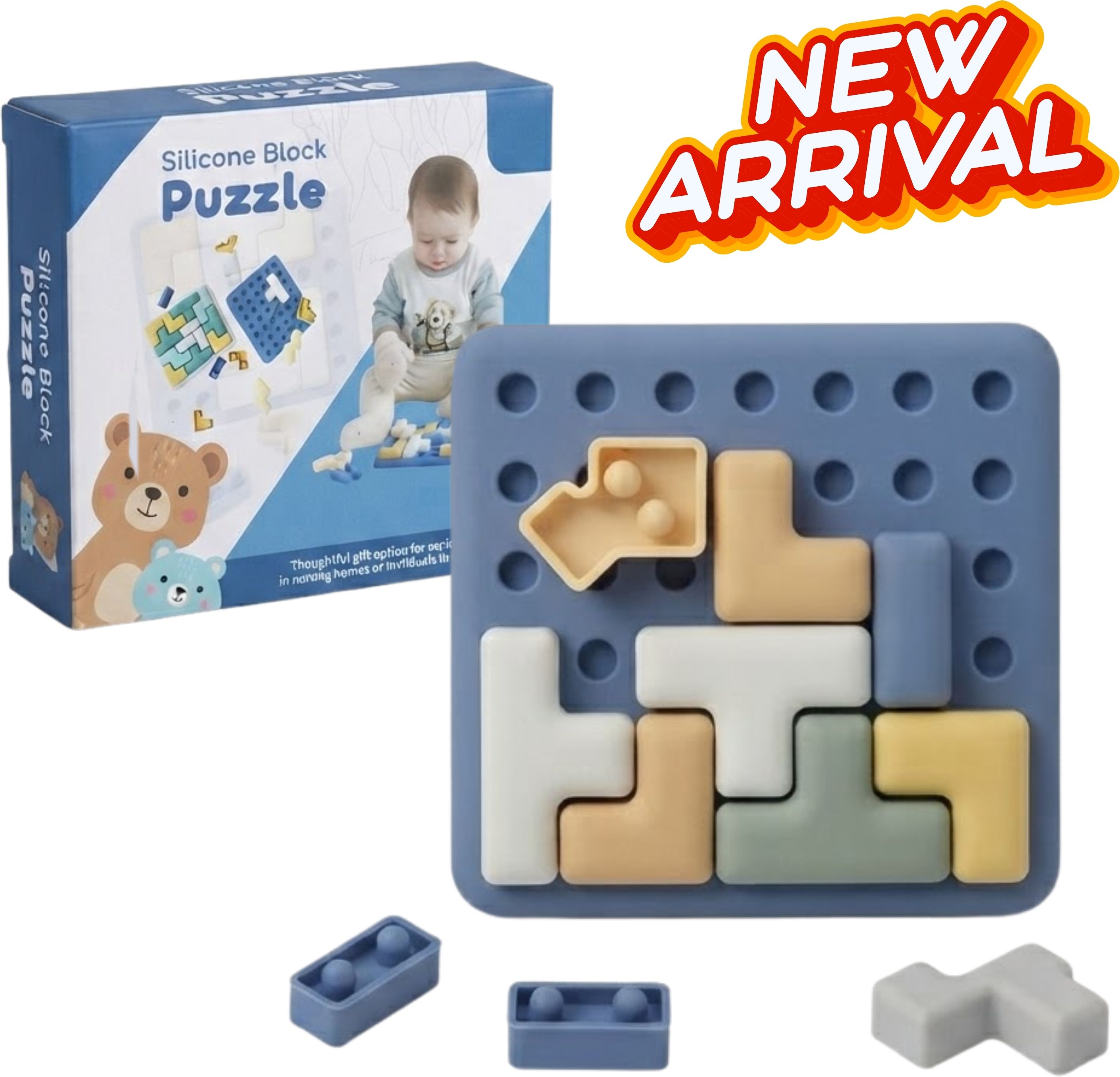 kikilala Silicone Block Puzzle Fine Motor Skills STEM Montessori Learning Activity Toy-picture-27