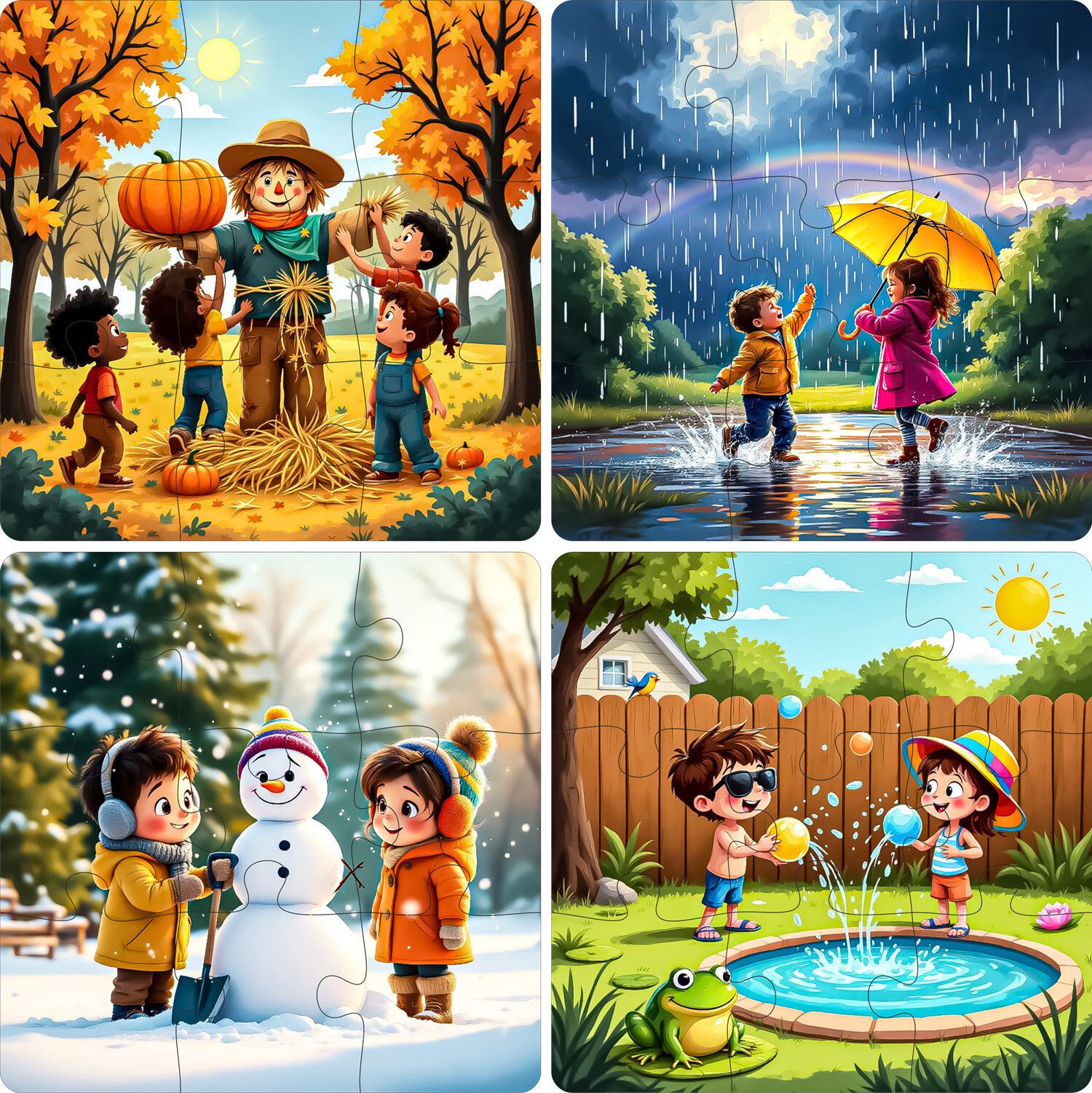 Wooden Jigsaw Puzzle Games for Children & Kids Age 3+ (Pack of 4 Season)-image-39