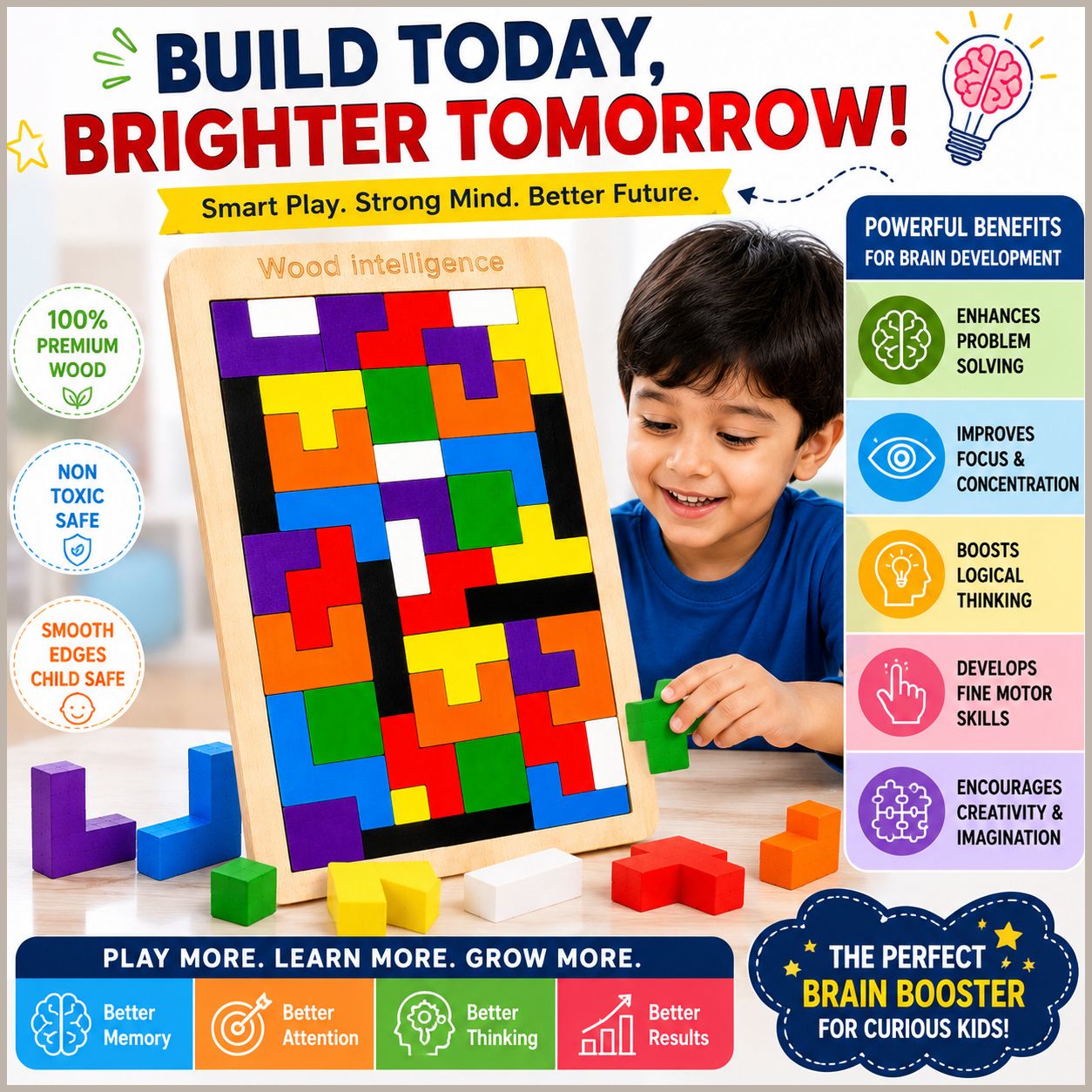 Montessori Wooden Problem Solving Puzzle Educational Activity Toy for Kids-image-31