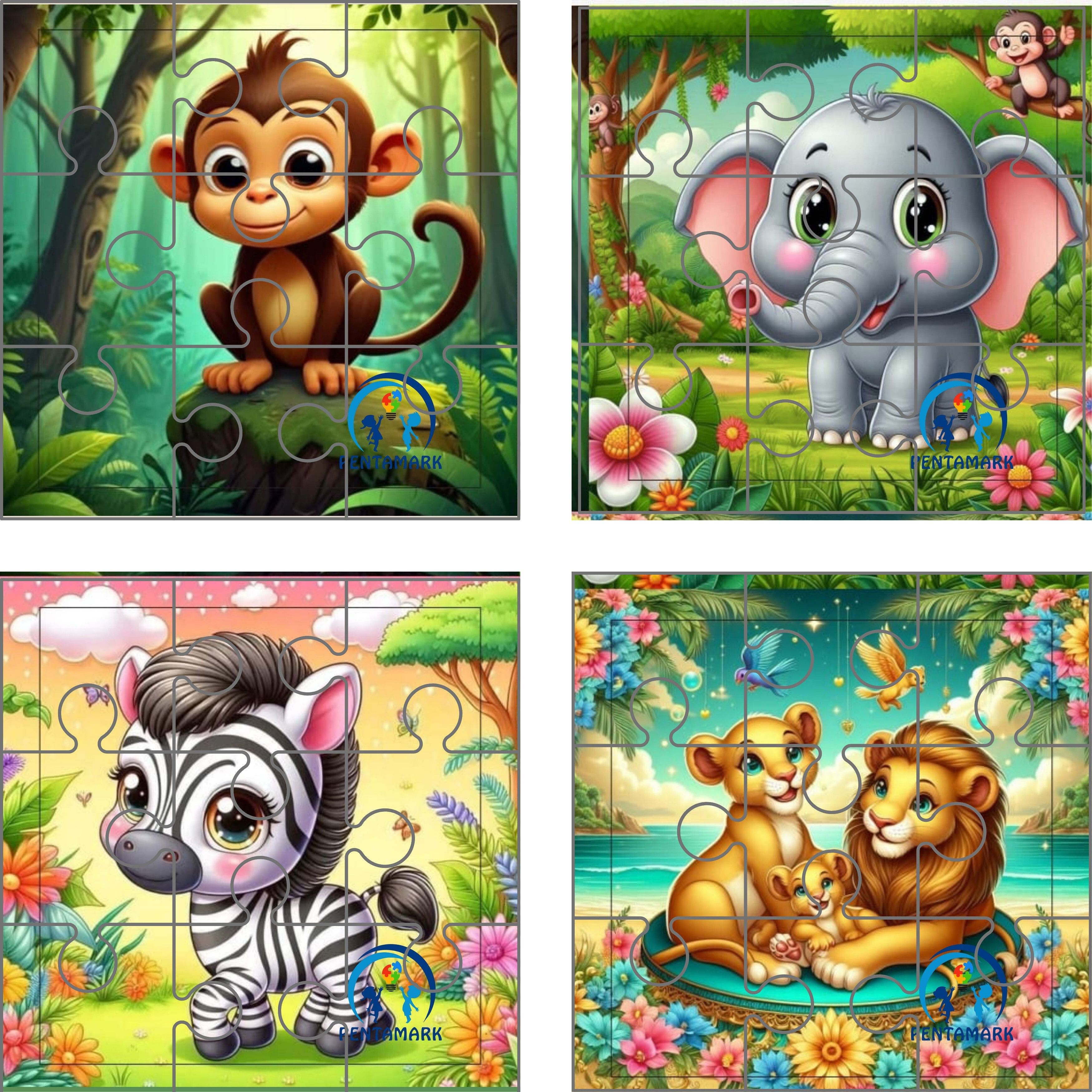 pentamark 4 IN 1 WILD ANIMALS WOODEN JIGSAW PUZZLE FOR KIDS, PRE SCHOOL LEARNING-picture-28