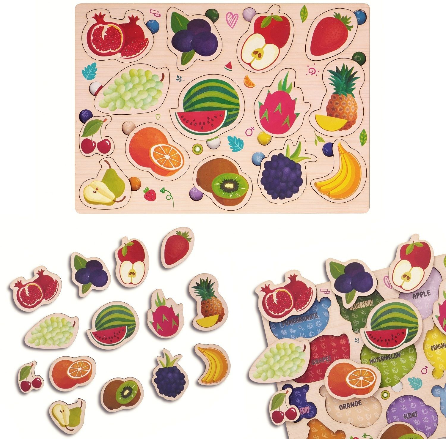 Fruit Wooden Puzzle Toys Game For Kids Education Toys For School Learning-image-7