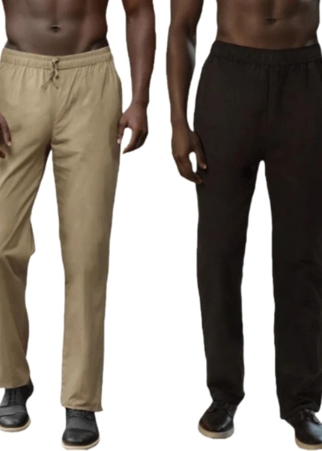 trendy buyzaar Men's Khaki & Black Cotton Pyjama Pant Combo - Trouser (Pack of 2) Men Pyjama-picture-13