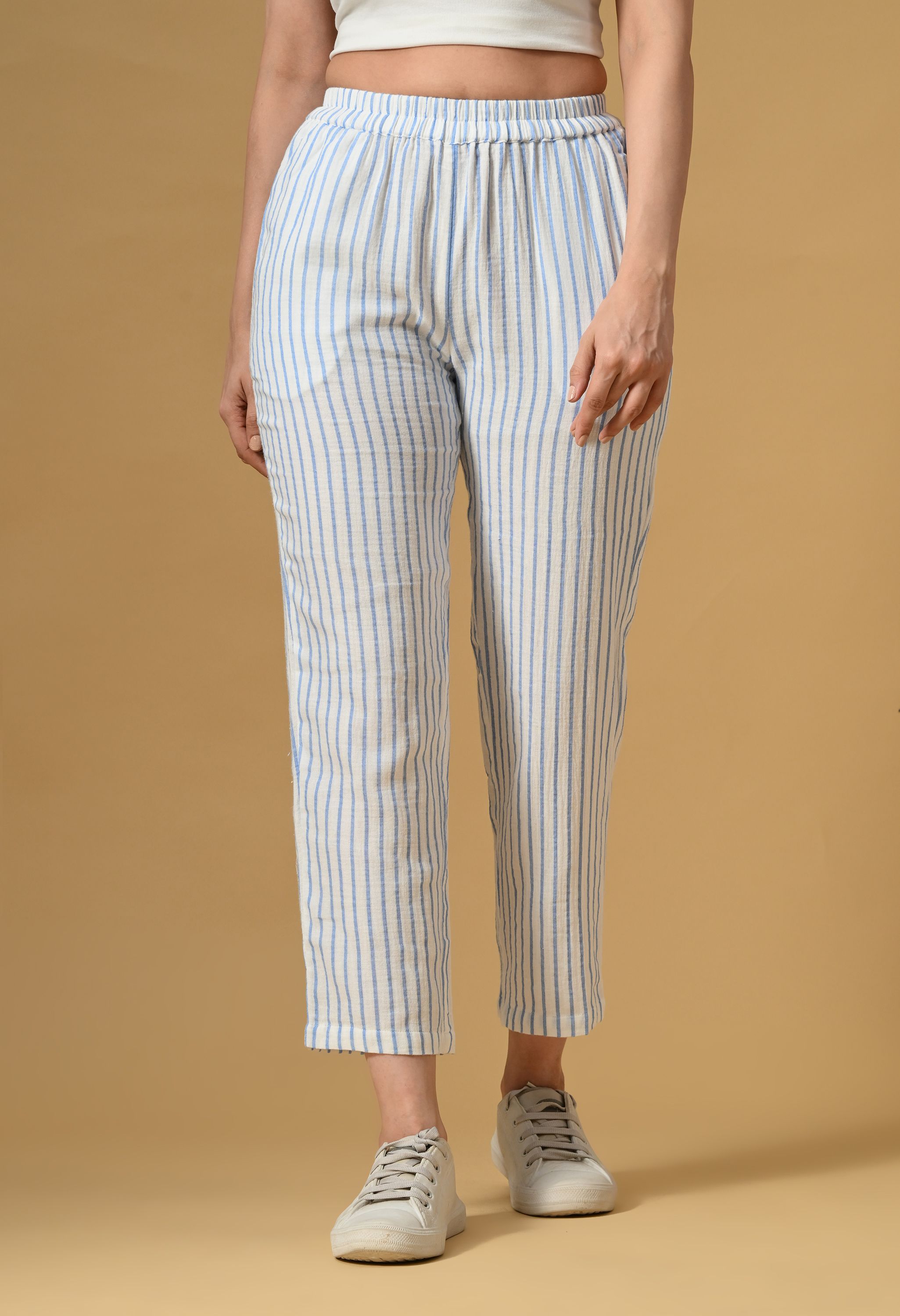 Stylatin Women Striped Pyjama Casual Elastic Waist Trousers Regular Women Pyjama-image-3