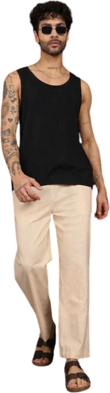 trendy buyzaar Men's Beige Cotton Linen Pyjama Men Pyjama-picture-13