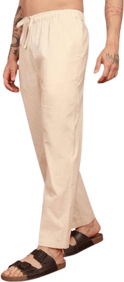 Beige Cotton Linen Pajama Men Pyjama-image-2