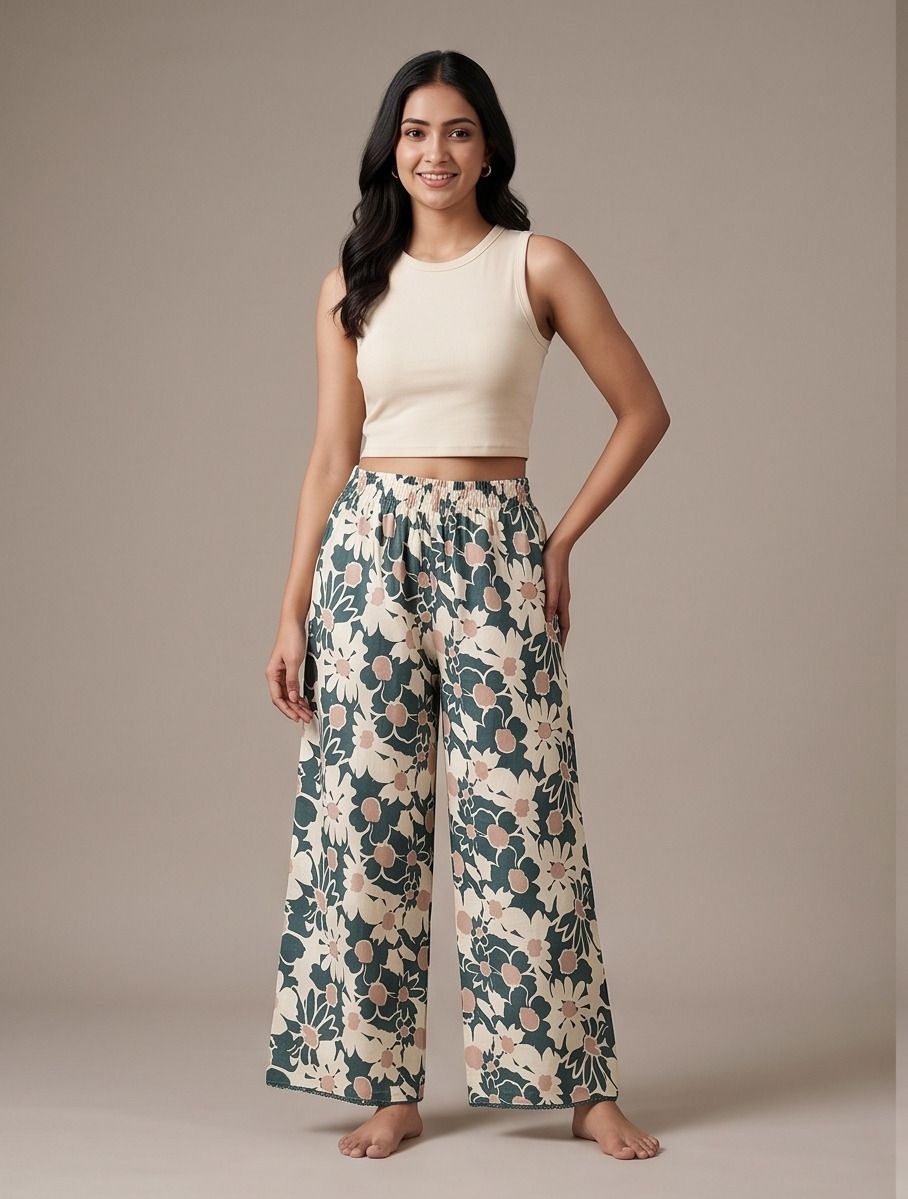 AVEE-The Flora Bloom Palazzo Pant Majestic Meadow Palazzo Pant Women Pyjama-image-3
