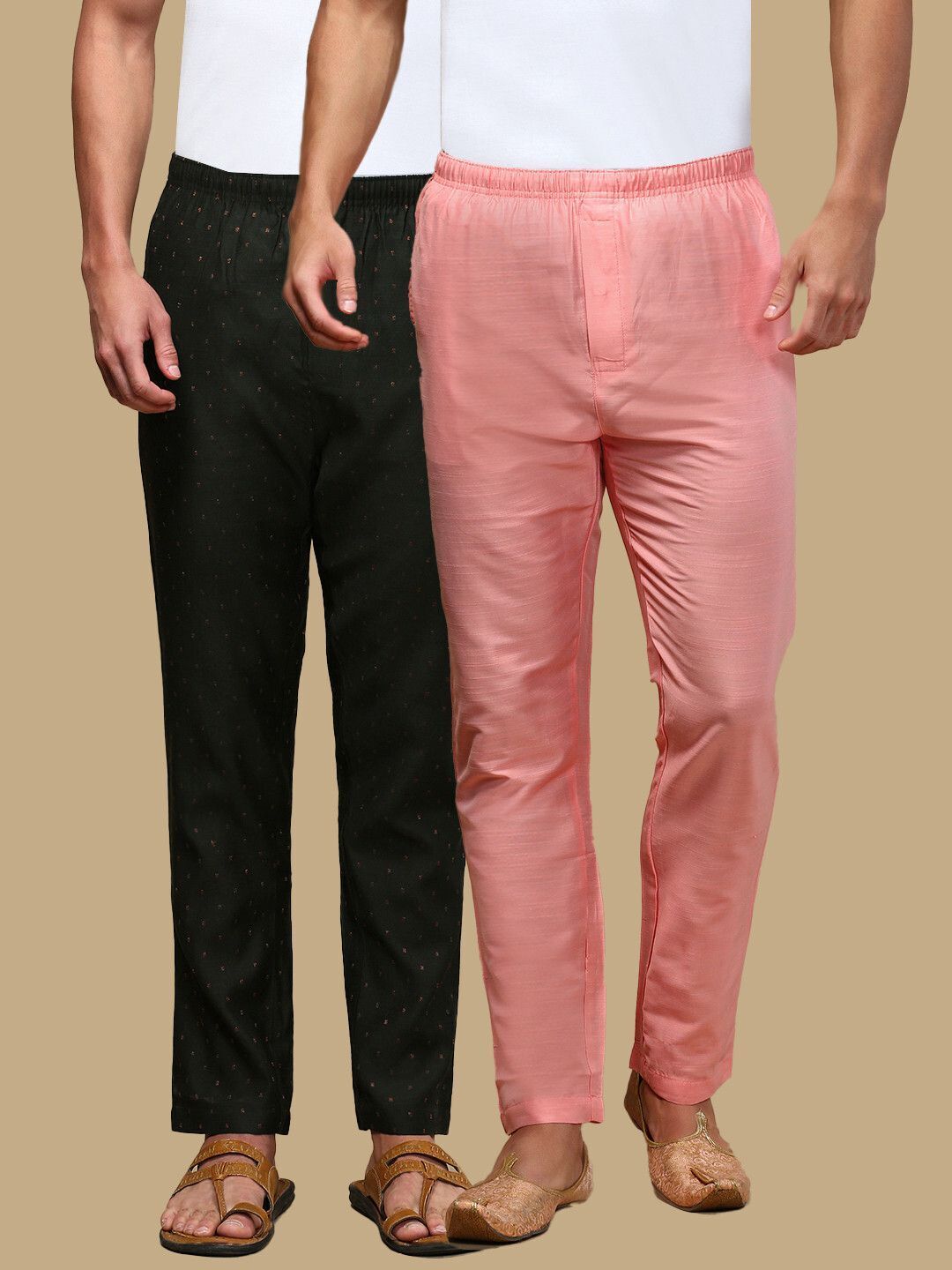 white heart Pack of 2 Ethnic Wear Viscose Blend Elasticated Waist with Side Pockets Men Pyjama-picture-37