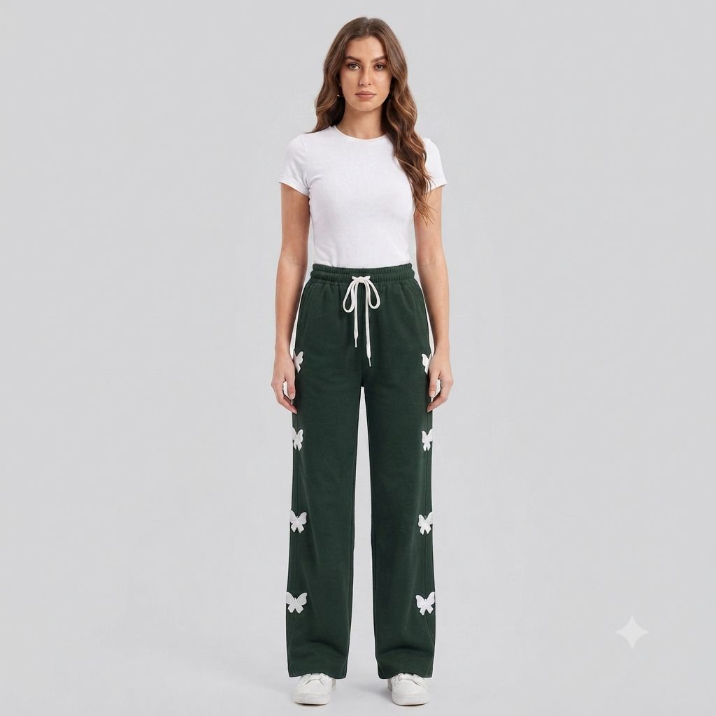 Women's Butterfly Print Wide Leg Pyjama | Elastic Waist Drawstring Lounge Pants Women Pyjama-image-31