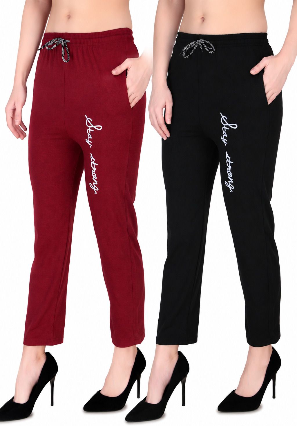 Pack of 2 Women Cotton Casual Style Pyjamas,Sleeper Maroon and Black combo Women Pyjama-image-21