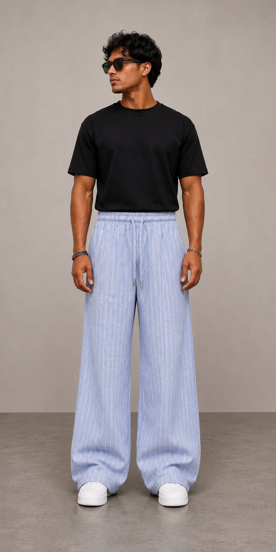 featous Stripe Wide Leg Pants Men Pyjama-picture-24