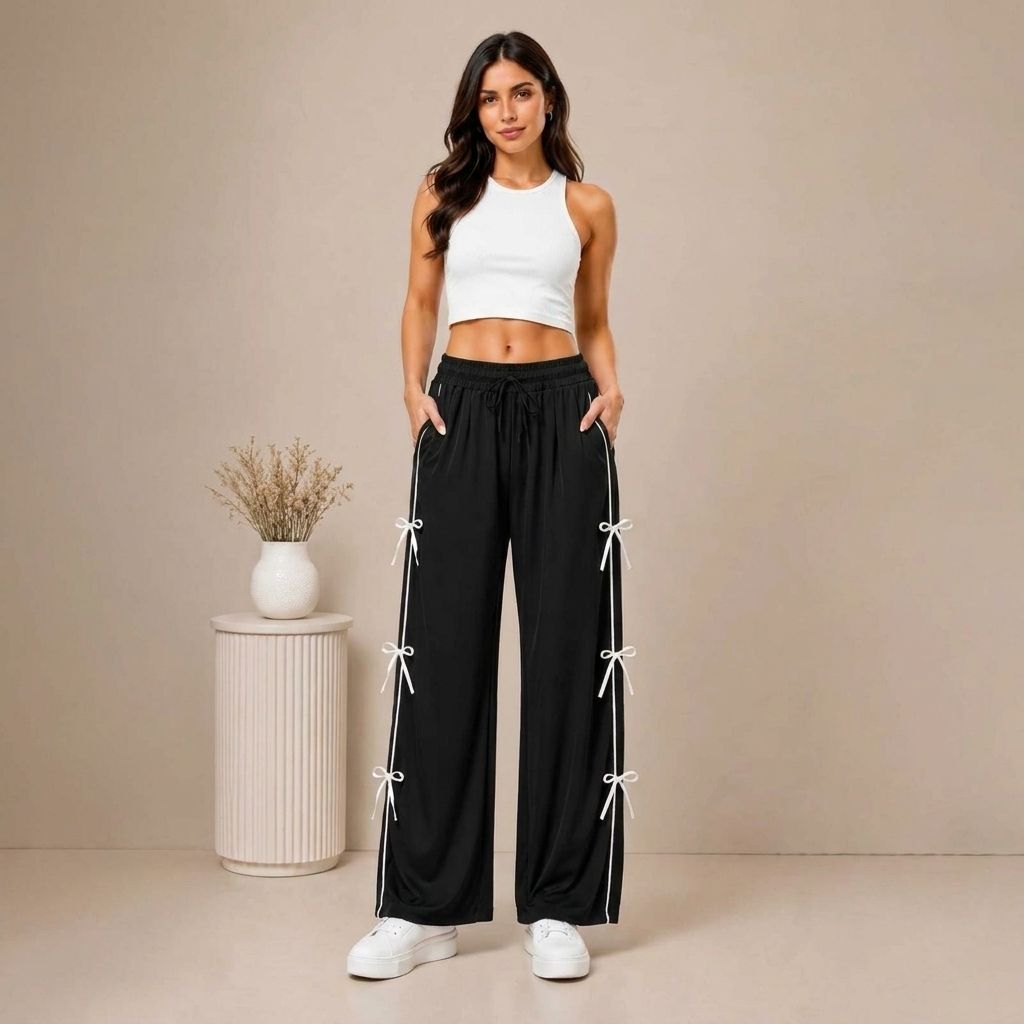 aryafashionhubb Side Bow Tie Palazzo Women Pyjama-picture-26