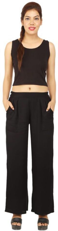 Women Regular Black Palazzo Women Pyjama-image-9