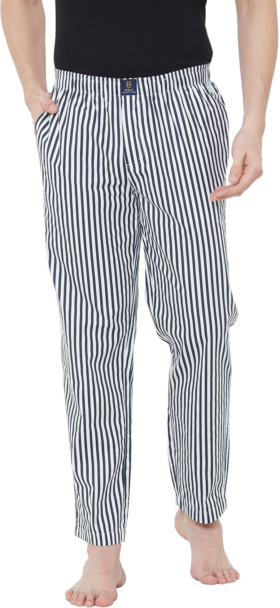 urban scottish Comfortable Pajama 100% Cotton with Side Pocket Black & White Men Pyjama-picture-17