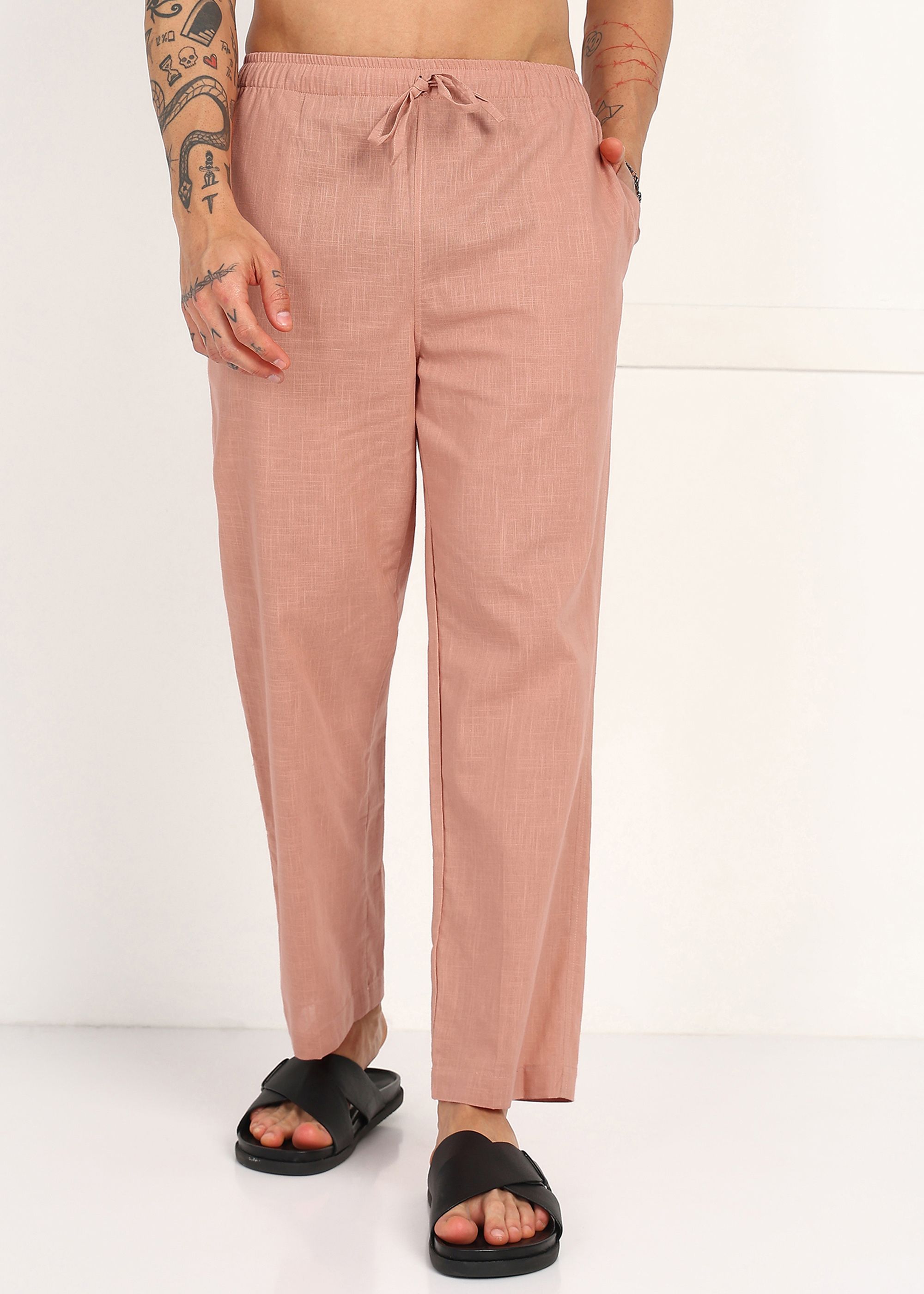 Solid Pink Pajama Men Pyjama-image-11