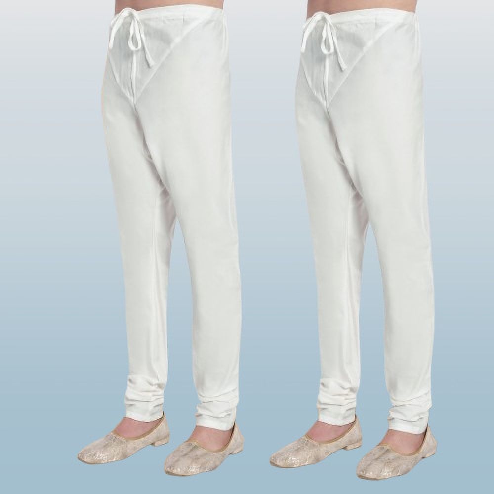 excent Pack of 2 Pack of 2 Men's Churidar Pyjama , Pure White Cotton Blend Men Pyjama-picture-10