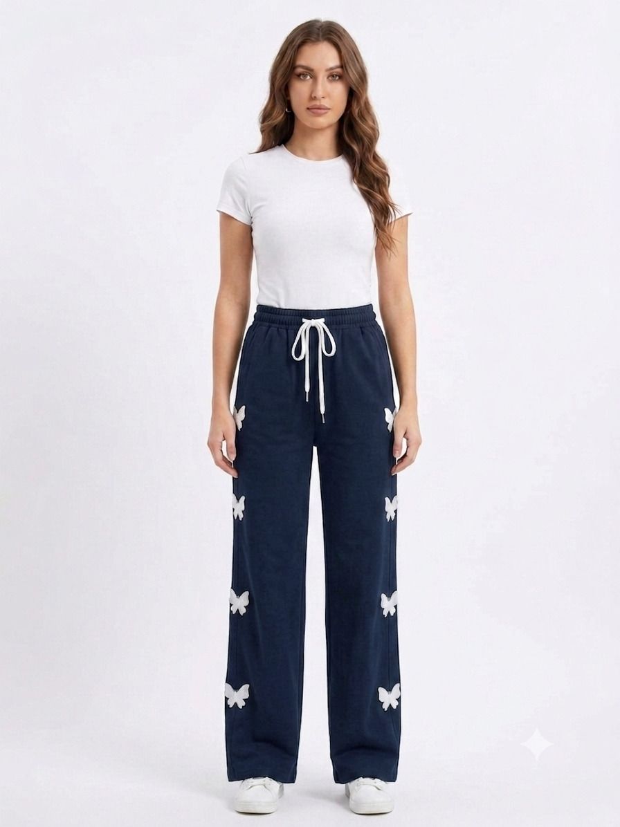 Women Butterfly Wide Leg Pyjama Elastic Waist Drawstring Casual Relaxed Fit Women Pyjama-image-9