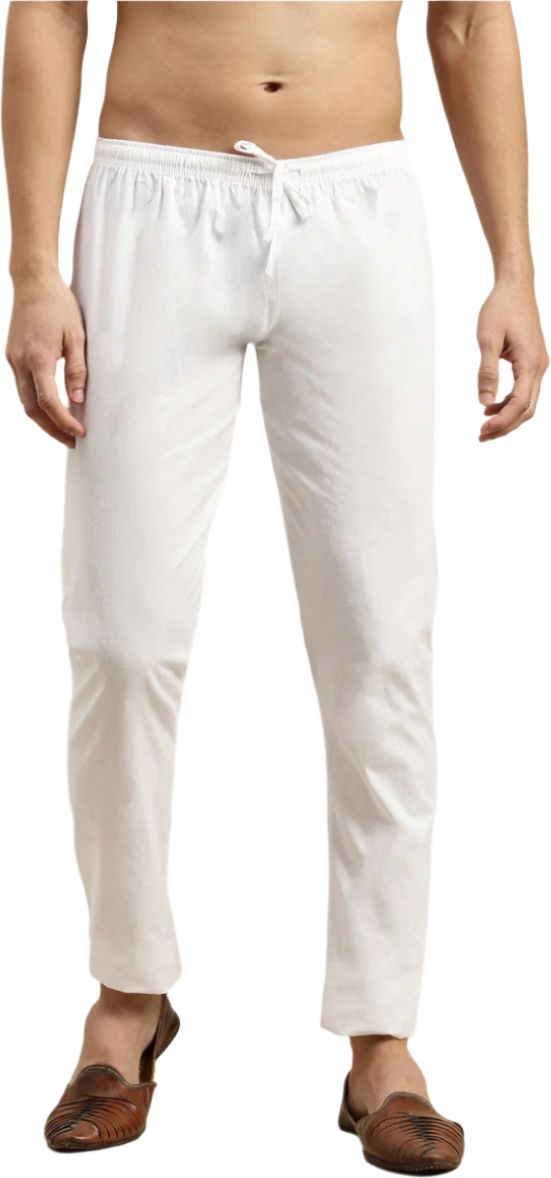 ramraj cotton White Cotton with Drawstring Waistband Men Pyjama-picture-15