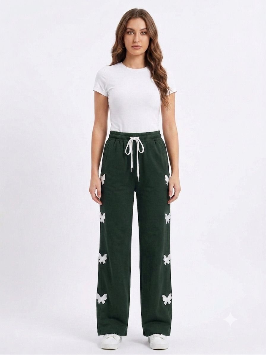 the fashion gallery Georgette Butterfly Wide Leg Pyjama Elastic Waist Drawstring Casual Relaxed Fit Women Pyjama-picture-21