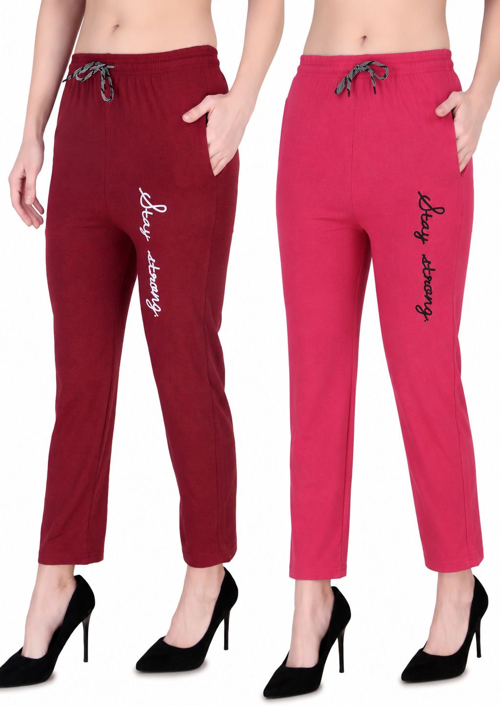 Pack of 2 Women Cotton Casual Style Pyjamas,Sleeper Maroon and BabyPink combo Women Pyjama-image-48