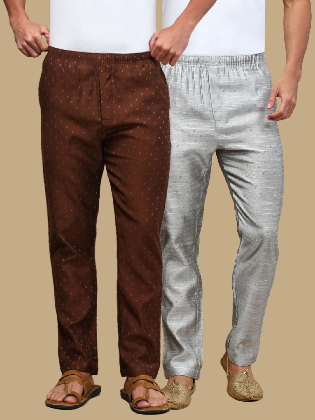 white heart Pack of 2 Mens Cotton Blend Ethnic Wear Ethnic Motifs Pyjama Men Pyjama-picture-11
